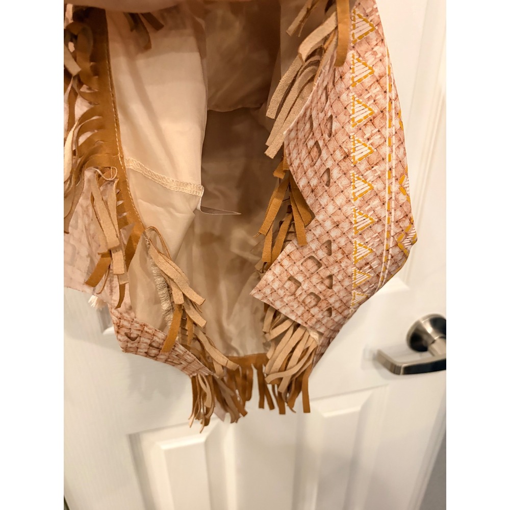 Spirit Moana Costume Dress Orange Tribal Print Tassels Fringed Halloween 3-4T - Picture 7 of 8